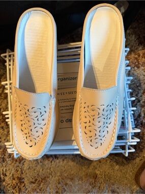 Women’s Cream Laser-Cut Slip-On Loafers